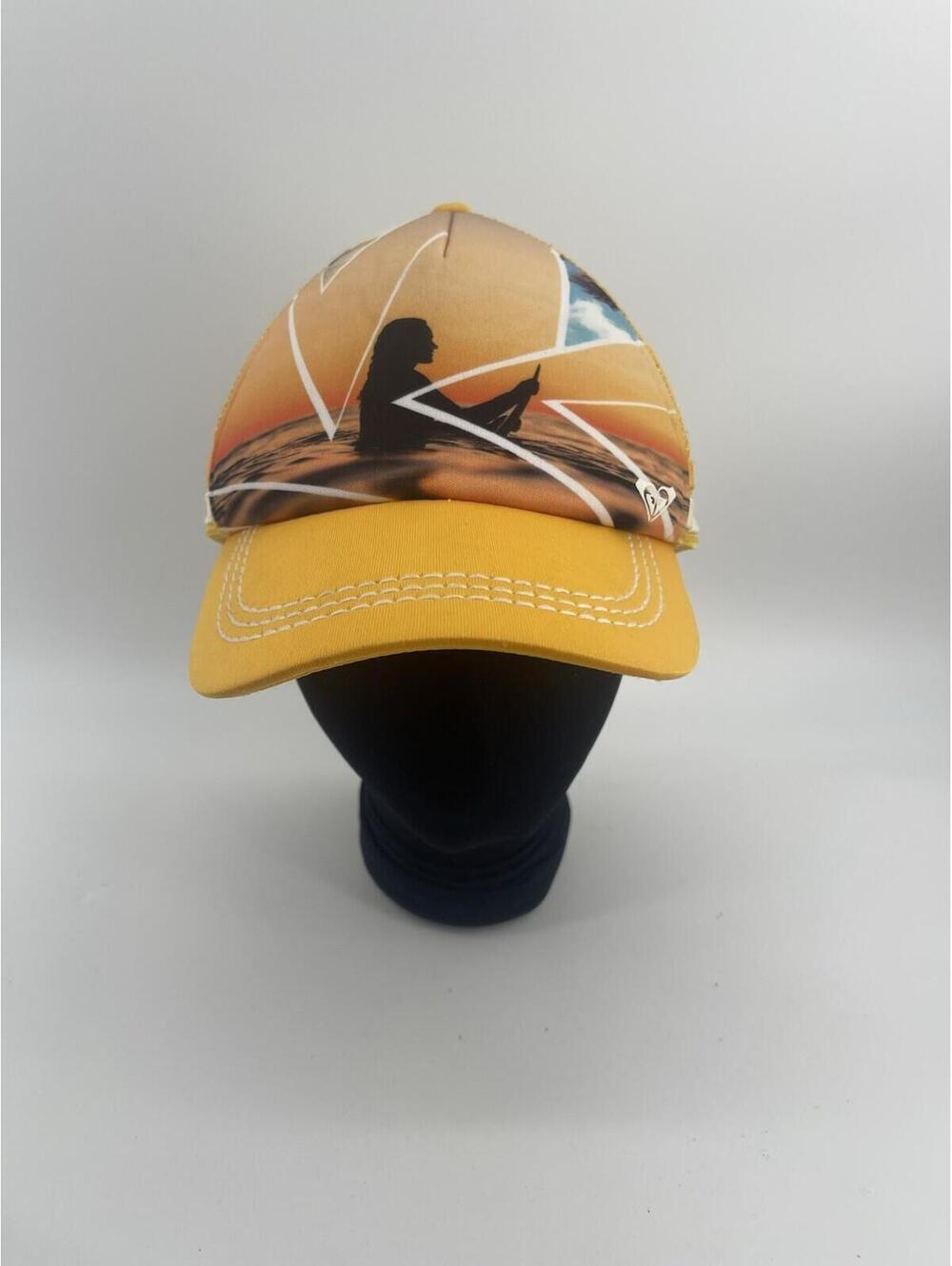 Roxy Trucker Hat Yellow Sunset Surf Snapback Cap Women One Size Y2K